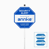 ANNKE 10" Heavy Duty 100% Aluminum Security Sign, with Ground Stake & 8 Window Stickers, Reflective & Fade Resistant Outdoor Surveillance Warning Sign for Home, Yard, Property Protection