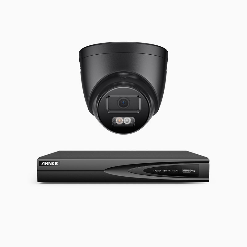 AH500 - 3K 4 Channel 1 Camera PoE Security System, Color & IR Night Vision, 3072*1728 Resolution, f/1.6 Aperture (0.005 Lux), Human & Vehicle Detection, Built-in Microphone,IP67