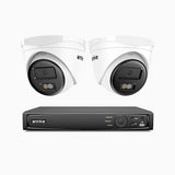 H500 - 3K Super HD 4 Channel 2 Cameras PoE Security System, Color & IR Night Vision, 3072 × 1728 @ 20fps, Smart Human & Vehicle Detection, Built-in Microphone, IP67