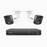H500 - 3K Super HD 4 Channel 2 Cameras PoE Security System, Color & IR Night Vision, 3072 × 1728 @ 20fps, Smart Human & Vehicle Detection, Built-in Microphone, IP67