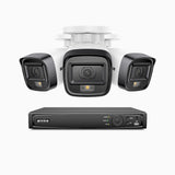 H500 - 3K Super HD 4 Channel 3 Cameras PoE Security System, Color & IR Night Vision, 3072 × 1728 @ 20fps, Smart Human & Vehicle Detection, Built-in Microphone, IP67