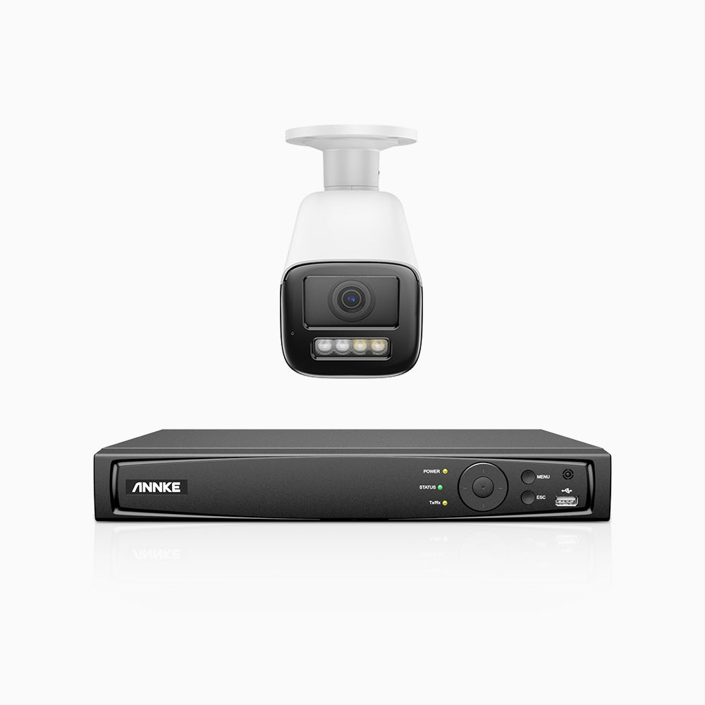 HZ804 - 4K 4 Channel 1 Camera PoE Security System, 4X Optical Zoom, 2.8 - 12 MM Motorized Varifocal Lens, Smart Dual Light Night Vision, Motion Detection 2.0, Built-in Microphone, Siren & Strobe Alarm, Upgraded Version