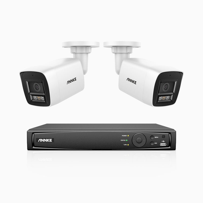 H800 - 4K 4 Channel 2 Cameras PoE Security System, Human & Vehicle Detection, Color & IR Night Vision, Built-in Mic, RTSP Supported