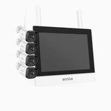 WTL500 - 5MP 4 Channel 4 Cameras Wireless NVR CCTV System with 7″ Monitor, EXIR Night Vision, Two-Way Audio, Built-in Microphone, Works with Alexa, IP66