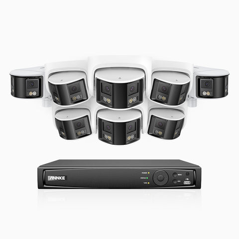 FDH600 - 16 Channel PoE Security System with 2 Bullet & 6 Turret Dual Lens Cameras, 6MP Resolution, 180° Ultra Wide Angle, f/1.2 Super Aperture, Built-in Microphone, Active Siren & Alarm, Human & Vehicle Detection