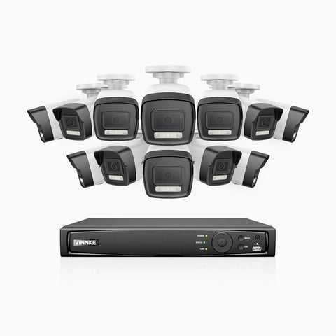 AH500 - 3K 16 Channel 12 Cameras PoE Security System, Color & IR Night Vision, 3072*1728 Resolution, f/1.6 Aperture (0.005 Lux), Human & Vehicle Detection, Built-in Microphone,IP67