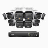 H500 - 3K Super HD 16 Channel 10 Cameras PoE Security System, Color & IR Night Vision, 3072 × 1728 @ 20fps, Smart Human & Vehicle Detection, Built-in Microphone, IP67