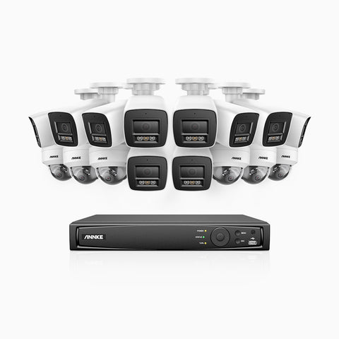 H800 - 4K 16 Channel PoE Security System with 10 Bullet & 6 Dome (IK10) Cameras, Vandal-Resistant, Human & Vehicle Detection, Color & IR Night Vision, Built-in Mic, RTSP Supported