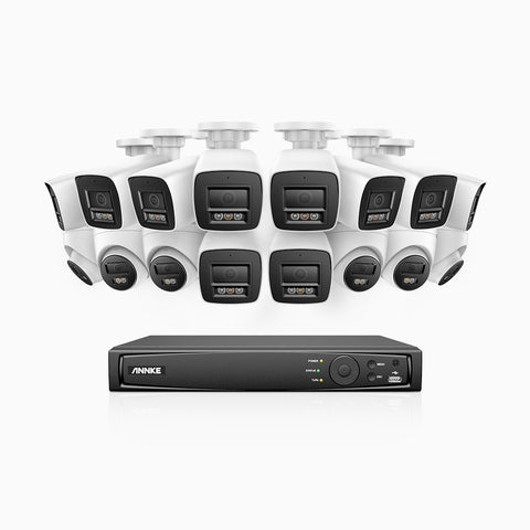 H800 - 4K 16 Channel PoE Security System with 10 Bullet & 6 Turret Cameras, Human & Vehicle Detection, Color & IR Night Vision, Built-in Mic, RTSP Supported