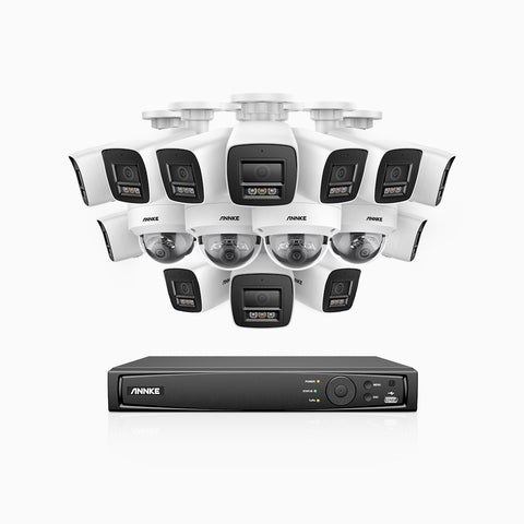 H800 - 4K 16 Channel PoE Security System with 12 Bullet & 4 Dome (IK10) Cameras, Vandal-Resistant, Human & Vehicle Detection, Color & IR Night Vision, Built-in Mic, RTSP Supported