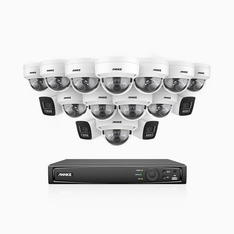 H800 - 4K 16 Channel PoE Security System with 4 Bullet & 12 Dome (IK10) Cameras, Vandal-Resistant, Human & Vehicle Detection, Color & IR Night Vision, Built-in Mic, RTSP Supported