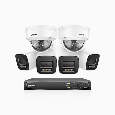 H800 - 4K 16 Channel PoE Security System with 4 Bullet & 2 Dome (IK10) Cameras, Vandal-Resistant, Human & Vehicle Detection, Color & IR Night Vision, Built-in Mic, RTSP Supported