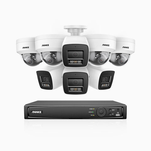 H800 - 4K 16 Channel PoE Security System with 4 Bullet & 4 Dome (IK10) Cameras, Vandal-Resistant, Human & Vehicle Detection, Color & IR Night Vision, Built-in Mic, RTSP Supported