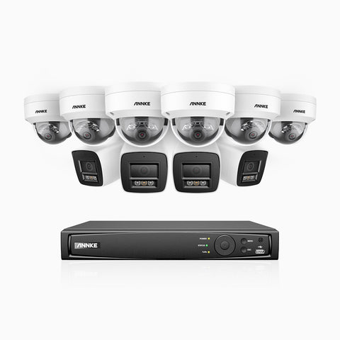 H800 - 4K 16 Channel PoE Security System with 4 Bullet & 6 Dome (IK10) Cameras, Vandal-Resistant, Human & Vehicle Detection, Color & IR Night Vision, Built-in Mic, RTSP Supported