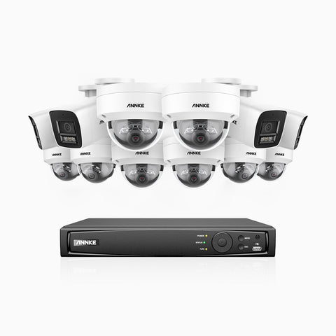 H800 - 4K 16 Channel PoE Security System with 4 Bullet & 8 Dome (IK10) Cameras, Vandal-Resistant, Human & Vehicle Detection, Color & IR Night Vision, Built-in Mic, RTSP Supported