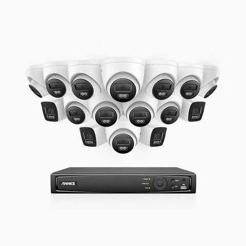 H800 - 4K 16 Channel PoE Security System with 4 Bullet & 12 Turret Cameras, Human & Vehicle Detection, Color & IR Night Vision, Built-in Mic, RTSP Supported