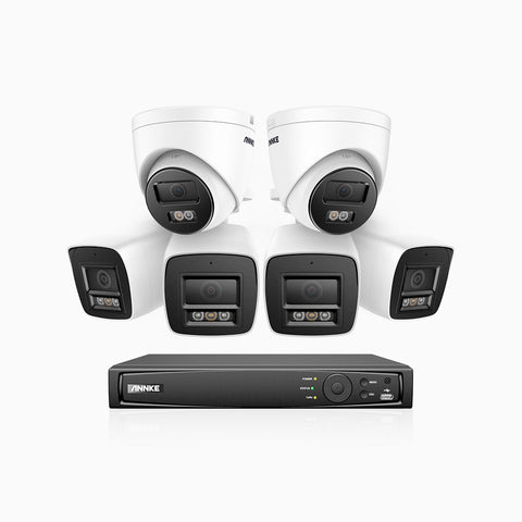 H800 - 4K 16 Channel PoE Security System with 4 Bullet & 2 Turret Cameras, Human & Vehicle Detection, Color & IR Night Vision, Built-in Mic, RTSP Supported