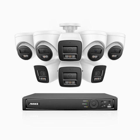 H800 - 4K 16 Channel PoE Security System with 4 Bullet & 4 Turret Cameras, Human & Vehicle Detection, Color & IR Night Vision, Built-in Mic, RTSP Supported