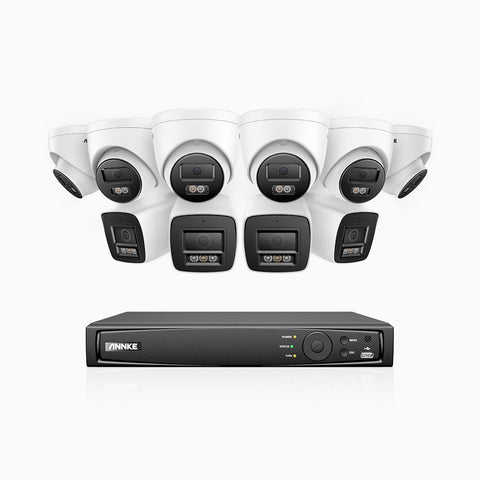 H800 - 4K 16 Channel PoE Security System with 4 Bullet & 6 Turret Cameras, Human & Vehicle Detection, Color & IR Night Vision, Built-in Mic, RTSP Supported