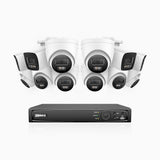 H800 - 4K 16 Channel PoE Security System with 4 Bullet & 8 Turret Cameras, Human & Vehicle Detection, Color & IR Night Vision, Built-in Mic, RTSP & ONVIF Supported