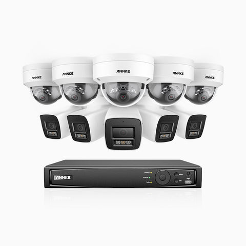 H800 - 4K 16 Channel PoE Security System with 5 Bullet & 5 Dome (IK10) Cameras, Vandal-Resistant, Human & Vehicle Detection, Color & IR Night Vision, Built-in Mic, RTSP & ONVIF Supported