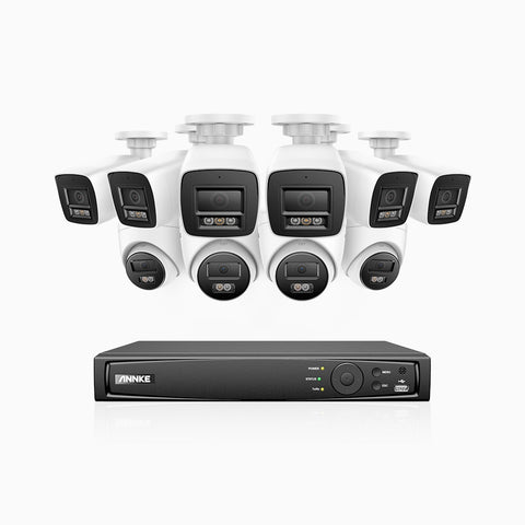 H800 - 4K 16 Channel PoE Security System with 6 Bullet & 4 Turret Cameras, Human & Vehicle Detection, Color & IR Night Vision, Built-in Mic, RTSP Supported