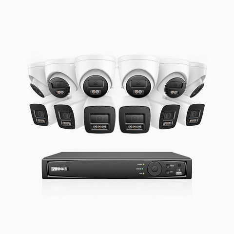 H800 - 4K 16 Channel PoE Security System with 6 Bullet & 6 Turret Cameras, Human & Vehicle Detection, Color & IR Night Vision, Built-in Mic, RTSP Supported