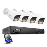 ANNKE H800 4K PoE Security Camera System 8CH H.265+ NVR with 2TB HDD for 7/24 Recording, AI Human/Vehicle Detection, 4X 8MP Outdoor Bullet IP Cam, Spotlight Color Night Vision, IP67