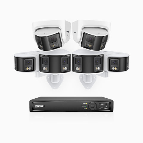 FDH600 - 8 Channel PoE Security System with 4 Bullet & 2 Turret Dual Lens Cameras, 6MP Resolution, 180° Ultra Wide Angle, f/1.2 Super Aperture, Built-in Microphone, Active Siren & Alarm, Human & Vehicle Detection