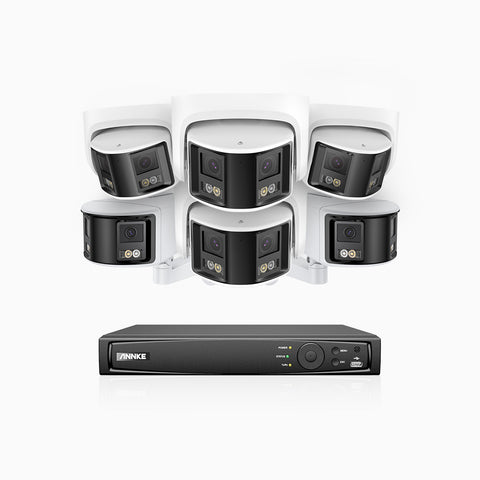 FDH600 - 8 Channel PoE Security System with 2 Bullet & 4 Turret Dual Lens Cameras, 6MP Resolution, 180° Ultra Wide Angle, f/1.2 Super Aperture, Built-in Microphone, Active Siren & Alarm, Human & Vehicle Detection