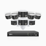 FDH600 - 8 Channel PoE Security System with 4 Bullet & 4 Turret Dual Lens Cameras, 6MP Resolution, 180° Ultra Wide Angle, f/1.2 Super Aperture, Built-in Microphone, Active Siren & Alarm, Human & Vehicle Detection