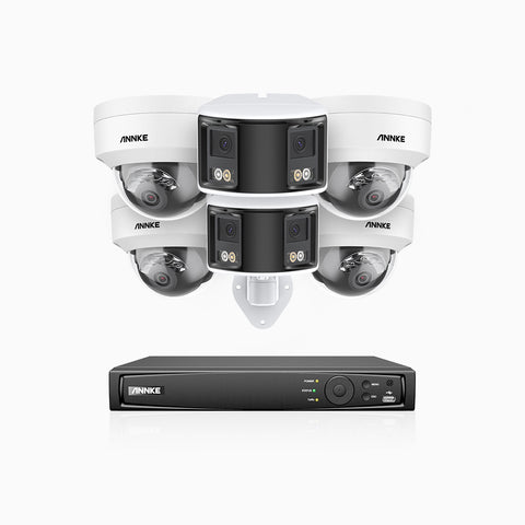 HDCK680 - 8 Channel PoE NVR Security System with Four 4K Cameras & Two 6MP Dual Lens Panoramic Camera (180° Ultra Wide Angle), Human & Vehicle Detection, Built-in Microphone, Two-Way Audio