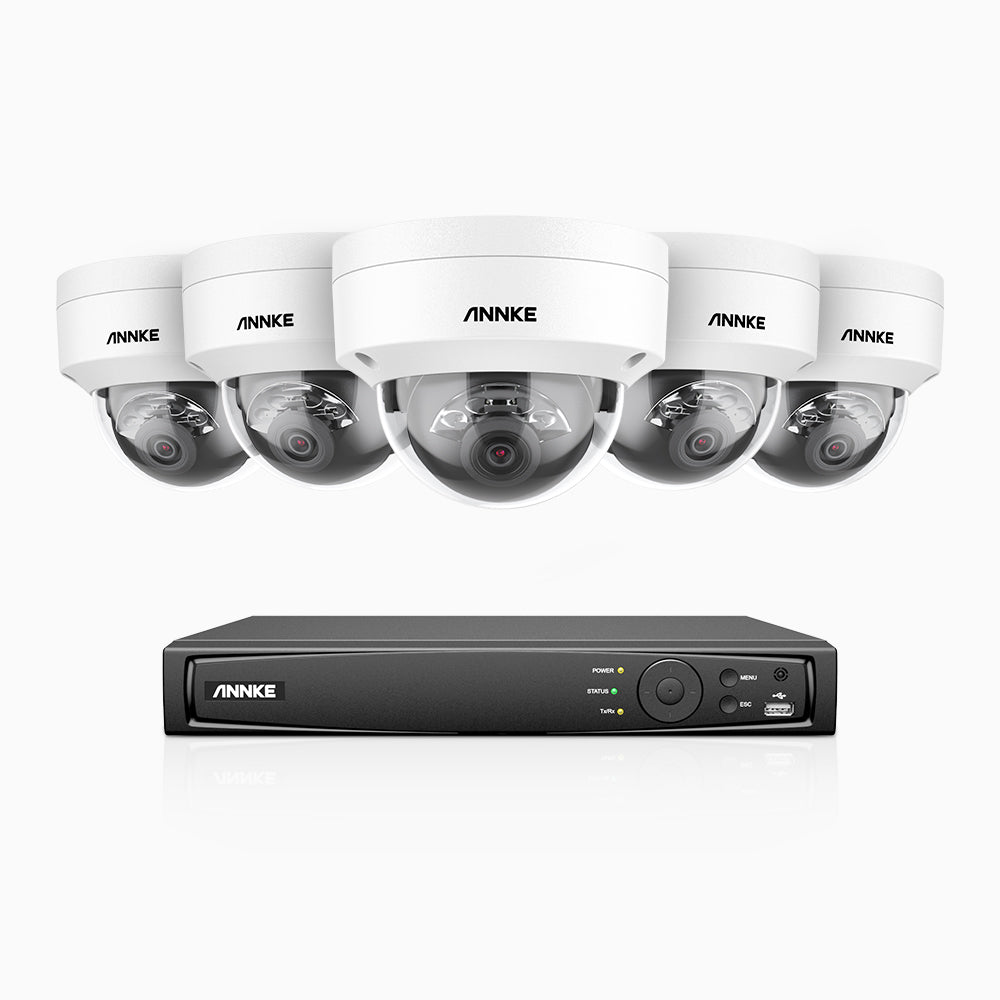 H800 - 4K 8 Channel 5 Cameras PoE Security System, Human & Vehicle Detection, Built-in Micphone & SD Card Slot, Color & IR Night Vision, RTSP Supported