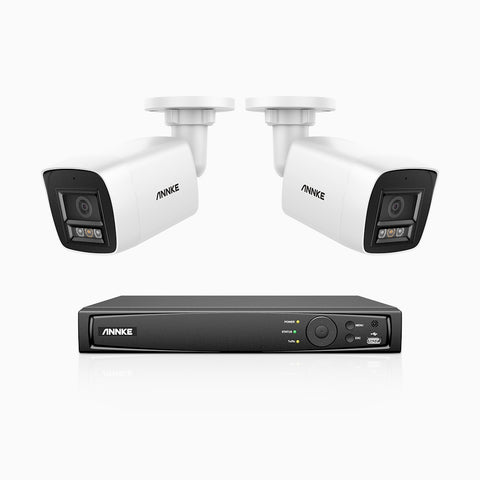 H800 - 4K 8 Channel 2 Cameras PoE Security System, Human & Vehicle Detection, Color & IR Night Vision, Built-in Mic, RTSP Supported
