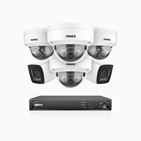 H800 - 4K 8 Channel PoE Security System with 2 Bullet & 4 Dome (IK10) Cameras, Vandal-Resistant, Human & Vehicle Detection, Built-in Mic, RTSP Supported