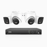 H1200 - 4K 12MP 8 Channel PoE Security System with  2 Bullet & 2 Turret Cameras, Color & IR Night Vision, Human & Vehicle Detection, H.265+, Built-in Microphone, Max. 512 GB Local Storage, IP67