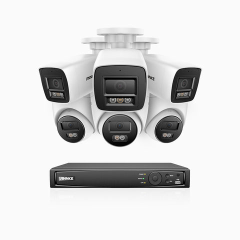 H800 - 4K 8 Channel PoE Security System with 3 Bullet & 3 Turret Cameras, Human & Vehicle Detection, Color & IR Night Vision, Built-in Mic, RTSP Supported