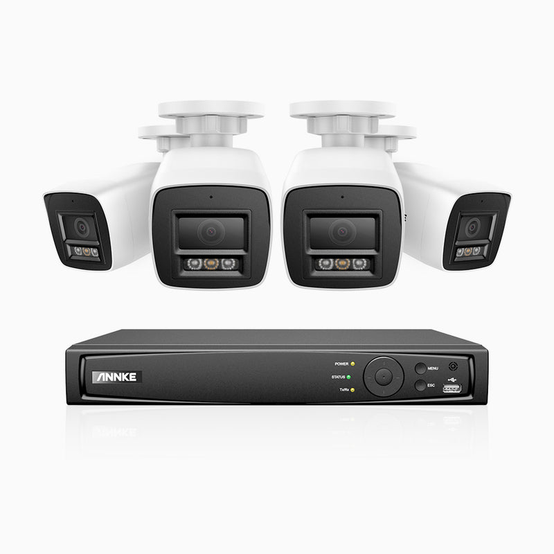 H800 - 4K 8 Channel 4 Cameras PoE Security System, Human & Vehicle Detection, Built-in Micphone, Color & IR Night Vision, RTSP Supported