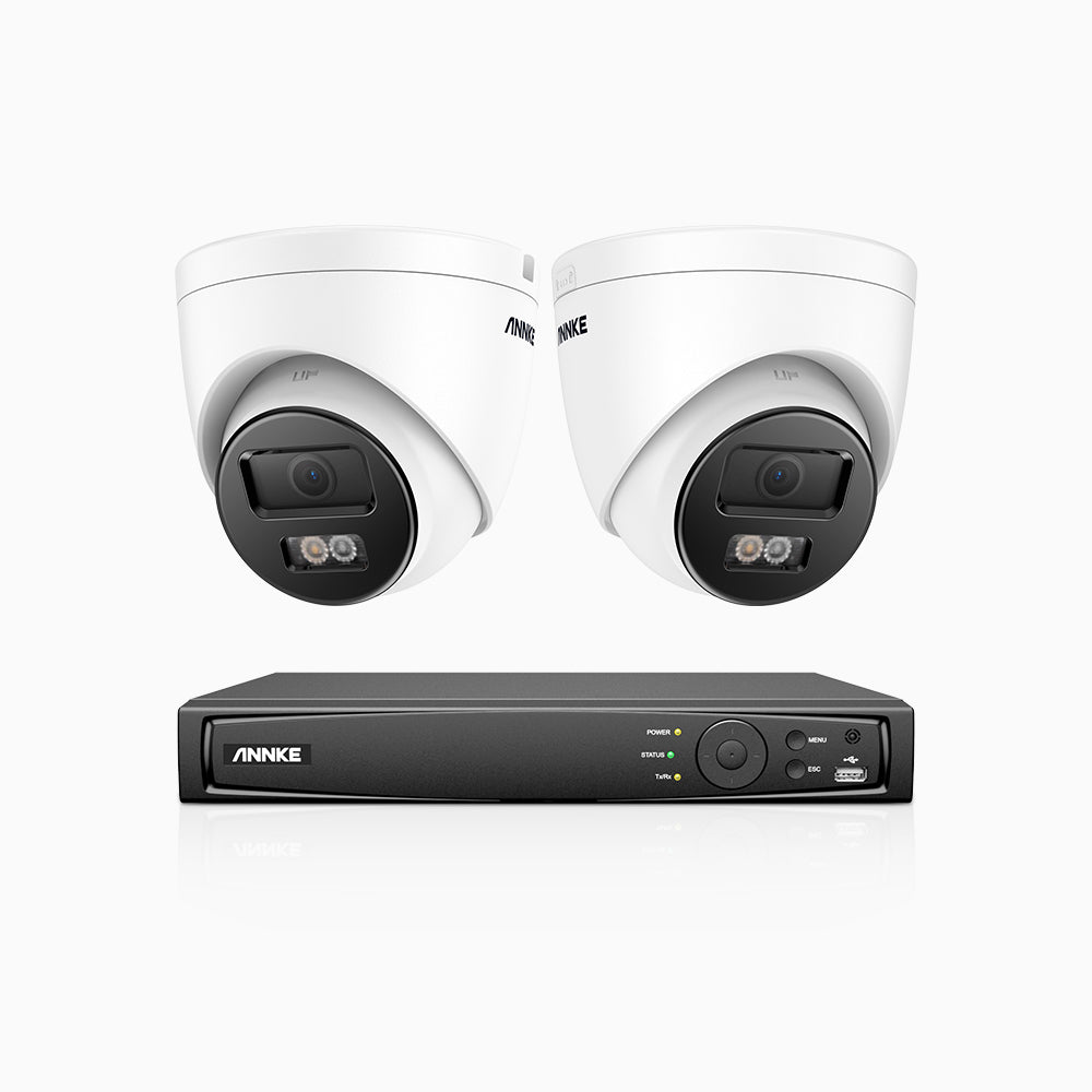 H800 - 4K 8 Channel 2 Cameras PoE Security System, Human & Vehicle Detection, Color & IR Night Vision, Built-in Mic, RTSP Supported