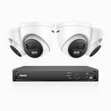 H1200 - 4K 12MP 8 Channel 4 Cameras PoE Security System, Color & IR Night Vision, Human & Vehicle Detection, H.265+, Built-in Microphone, Max. 512 GB Local Storage, IP67