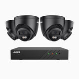 AH500 - 3K 8 Channel 4 Cameras PoE Security System, Color & IR Night Vision, 3072*1728 Resolution, f/1.6 Aperture (0.005 Lux), Human & Vehicle Detection, Built-in Microphone,IP67