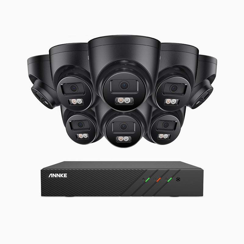 AH500 - 3K 8 Channel 8 Cameras PoE Security System, Color & IR Night Vision, 3072*1728 Resolution, f/1.6 Aperture (0.005 Lux), Human & Vehicle Detection, Built-in Microphone,IP67
