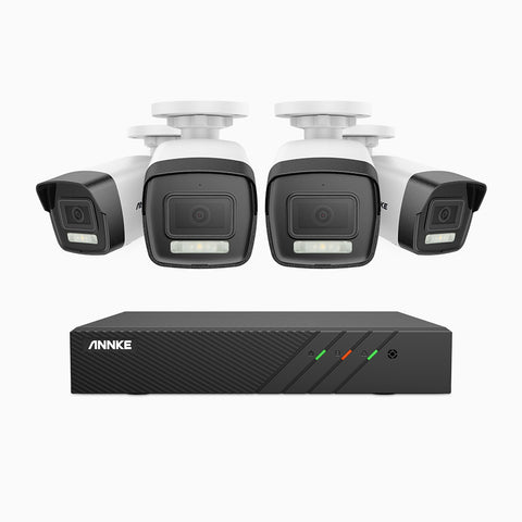 AH500 - 3K 8 Channel 4 Cameras PoE Security System, Color & IR Night Vision, 3072*1728 Resolution, f/1.6 Aperture (0.005 Lux), Human & Vehicle Detection, Built-in Microphone,IP67