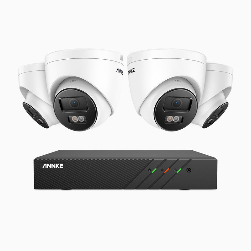 AH500 - 3K 8 Channel 4 Cameras PoE Security System, Color & IR Night Vision, 3072*1728 Resolution, f/1.6 Aperture (0.005 Lux), Human & Vehicle Detection, Built-in Microphone,IP67