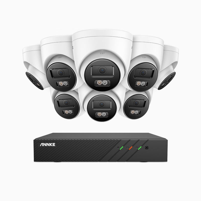 AH500 - 3K 8 Channel 8 Cameras PoE Security System, Color & IR Night Vision, 3072*1728 Resolution, f/1.6 Aperture (0.005 Lux), Human & Vehicle Detection, Built-in Microphone, IP67