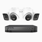 H800 - 4K 8 Channel PoE Security System with 2 Bullet & 2 Turret Cameras, Human & Vehicle Detection, Color & IR Night Vision, Built-in Mic, RTSP Supported