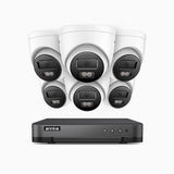 H800 - 4K 8 Channel 6 Cameras PoE Security System, Human & Vehicle Detection, Built-in Micphone, Color & IR Night Vision, RTSP Supported