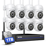 ANNKE Security Camera System, 8pcs Wireless 5MP IP Cameras with 10CH NVR for Home Security Outdoors, Motion Detection, Two-Way Audio, 100ft Night Vision, Compatible with Alexa, 1TB Hard Drive
