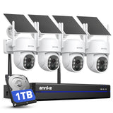 ANNKE Solar Security Cameras Wireless Outdoor, 10 Channel Expanable 5MP NVR with 4Pcs IP Cameras,Human Detection, Color Night Vision, Up to 256G Storage, 2 Way Audio, IP65, 1TB HDD