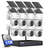 ANNKE Solar Security Cameras Wireless Outdoor,10 Channel 5MP NVR with 8Pcs IP Cameras, Human Detection, Color Night Vision, Up to 256G Storage, 2 Way Audio,1TB HDD